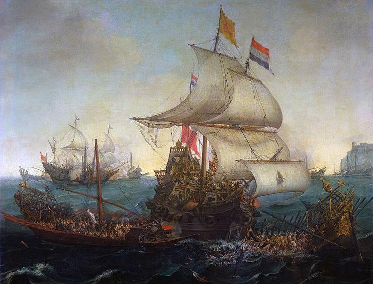 Hendrik Cornelisz. Vroom Dutch ships ramming Spanish galleys off the English coast, 3 October 1602 Germany oil painting art